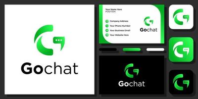 letra inicial g burbuja chat hablar habla hablar comunicación vector logo diseño con tarjeta de visita