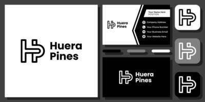 letras iniciales hp o hp línea minimalista diseño de logotipo de vector de monograma simple con tarjeta de visita