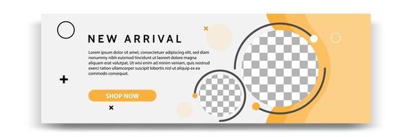 Abstract gradient modern geometric banner template design in yellow, orange, white color. Suitable for advertising and promotion in social media post, blog, web, cover, header. vector