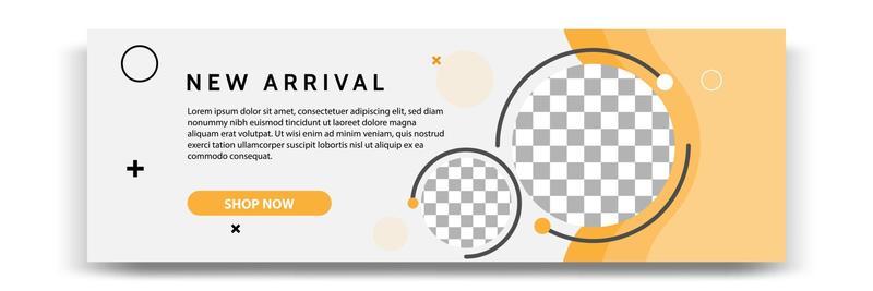 Abstract gradient modern geometric banner template design in yellow, orange, white color. Suitable for advertising and promotion in social media post, blog, web, cover, header.
