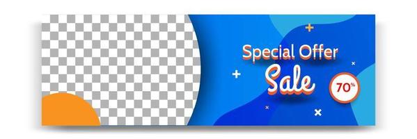 Abstract gradient modern geometric banner template design in blue, yellow, orange color. Suitable for advertising and promotion in social media post, blog, web, cover, header. vector