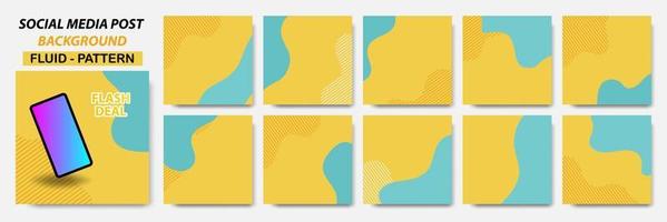 Set collection of square banner layout in yellow, green color with dots line pattern vector