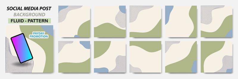 Set collection of square banner layout in green color with line dots pattern