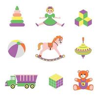 juego de juguetes para niños. juguetes de colores para bebes vector