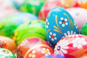 Handmade Easter eggs collection. Spring patterns art, unique. photo