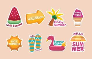 Set Of Refreshing Summer Holiday Stickers