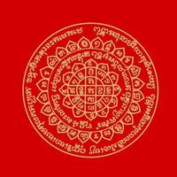 Thai ancient traditional tattoo name in thai language is Mongkut Pra Putta Jao. It has properties in the field of great mercy, protect the wearer from all dangers, beast and weapons. vector