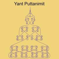 Thai ancient traditional talisman name in thai language is Puttanimit. It has properties avoid from danger, bring forth lucky and fortune and to be loved by all. vector