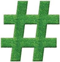 Green grass textured Hash sign, number sign, hashtag. Ecofriendly, natural green hashtag symbol, number sign, aesthetics in fresh green grass pattern vector