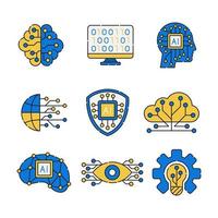 Artificial Intelligence Technology Icon Set vector