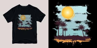 puesta de sol en el diseño de camisetas de playa vector