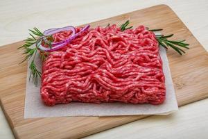 Raw beef minced meat photo