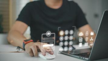 Concept of cyber security, information security and encryption, secure access to user's personal information, secure Internet access, cybersecurity. photo