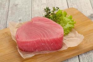 Raw tuna steak photo