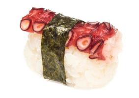 Japanese sushi with meat octopus on a white background photo