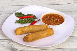 Deep fried spring roll with prawn photo