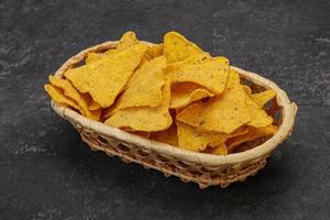 Mexican crunchy corn nachos triangle photo