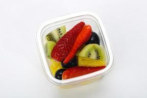 Sliced fruit mix in the box photo