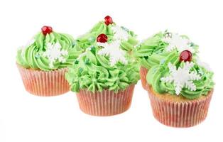 Studio isolated creamy green cupcake photo