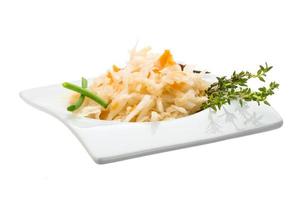 Fermented cabbage in dish photo