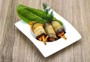 Eggplant rolls with carrot photo