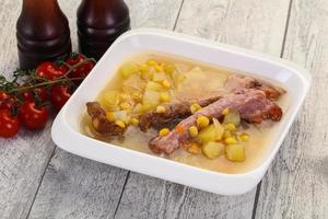 Peas soup with ribs photo