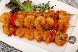 Raw prawn skewer photo