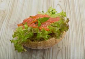 Salmon sandwich with thyme photo