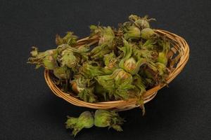 Hazel nuts in the basket photo