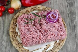 Raw minced pork meat photo