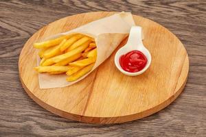 French Fry with tomato sauce photo