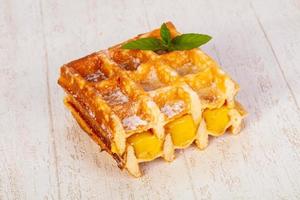 Sweet Waffle with jam photo