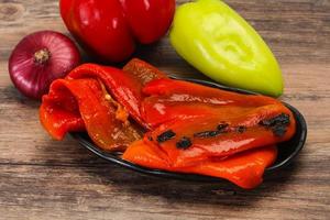 Marinated baked red bell pepper