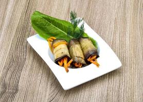 Eggplant rolls with carrot photo