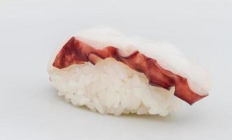 Japanese sushi with meat octopus on a white background photo