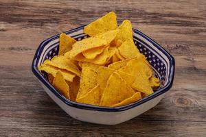 Mexican crunchy corn nachos triangle photo