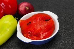 Marinated baked red bell pepper photo