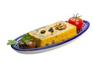 Gold cheese with mould photo