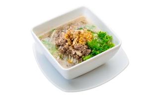 Thai soup with minced meat photo