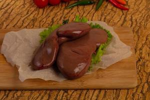 Raw pork kidneys photo