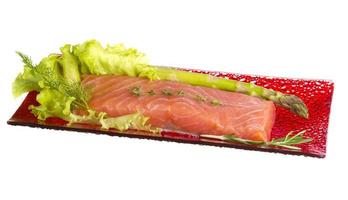 Salmon fillet garnished photo