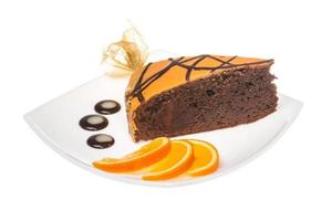 Slice of chocolate cake photo