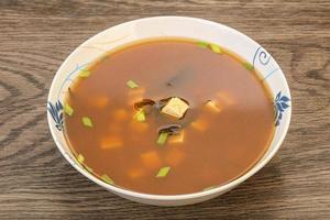 Japanese tradtitional Miso soup with tofu photo