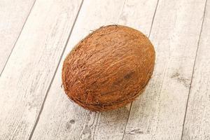 Tropical brown coconut over background photo