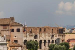 Building ruins and ancient columns  in Rome, Italy photo