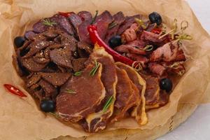 Meat snack plate for beer photo