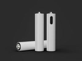 maqueta de baterías de tamaño aaa batería recargable aislada carga usb tipo c ilustración 3d foto