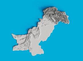 Pakistan Topographic Map 3d realistic map Pakistan Color texture and Rivers 3d illustration photo