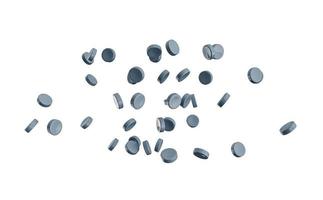 Grey Plastic pellets Falling on white Background Plastic granules Polymer Black plastic beads resin polymer pallet petrochemical 3d illustration photo