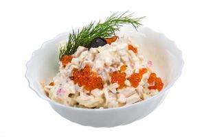 Seafood salad on white photo